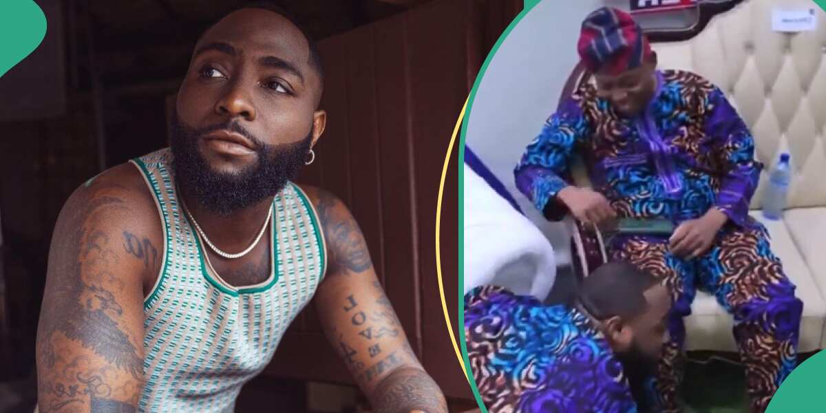 Proper Yoruba Man: Video of Davido Repeatedly Prostrating at Family Event in Ibadan Trends