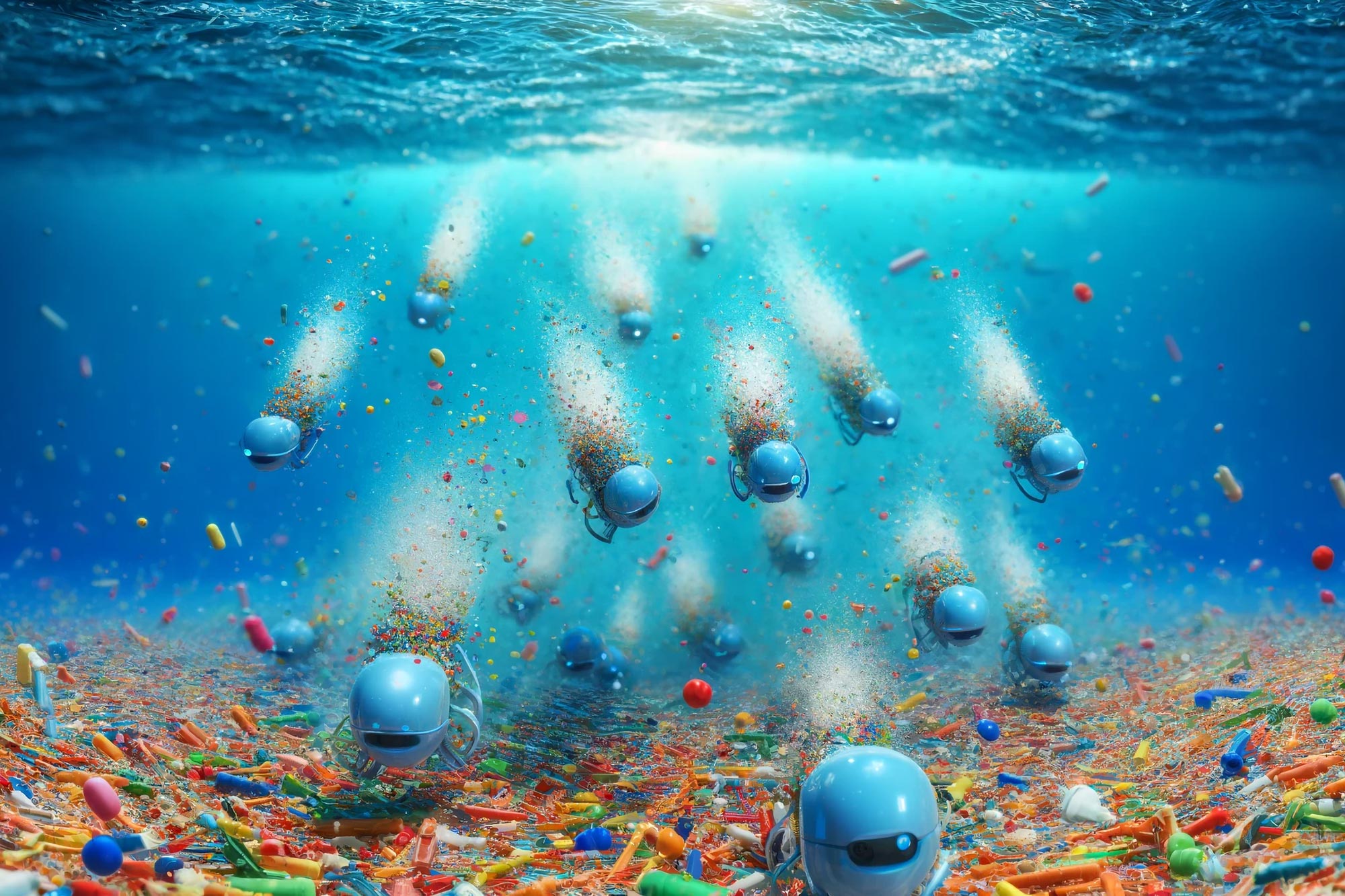 Microrobots Swarm the Seas, Capturing Microplastics and Bacteria [Video]