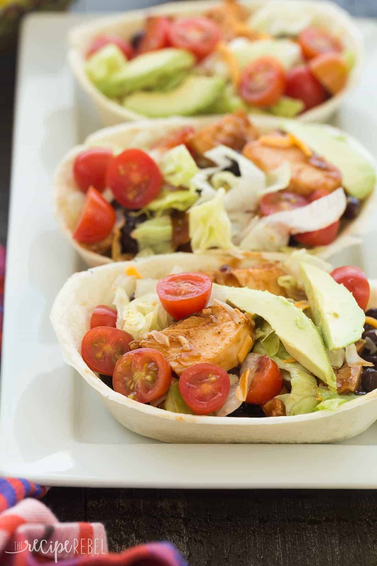 BBQ Chicken Taco Bowls + VIDEO (slow cooker, Instant Pot)