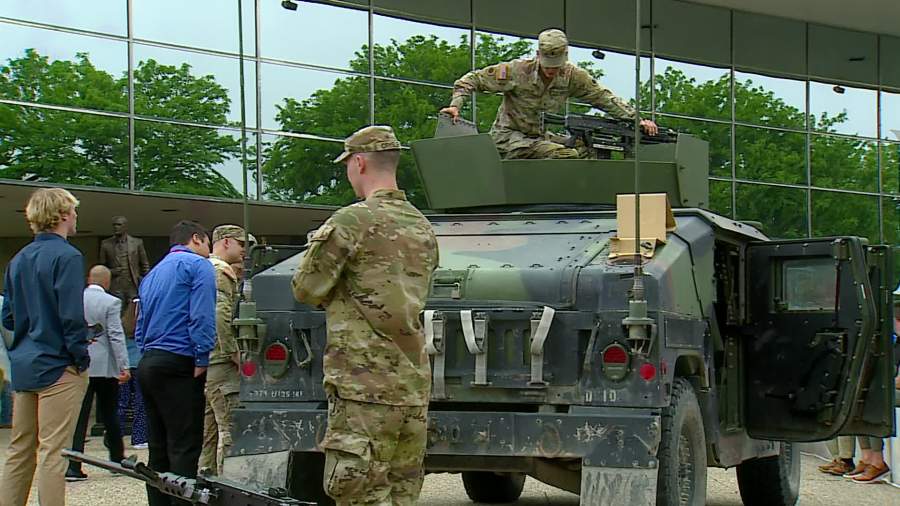 Students learn about military, police and fire equipment [Video]