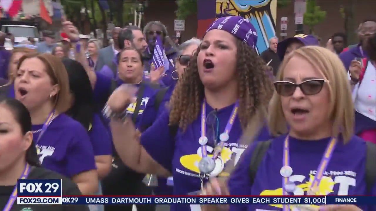 Service Employees International Union hold ‘Unions for All’ march in Philadelphia [Video]