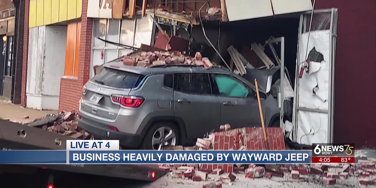 Omaha store owner cleaning up after vehicle damages building [Video]