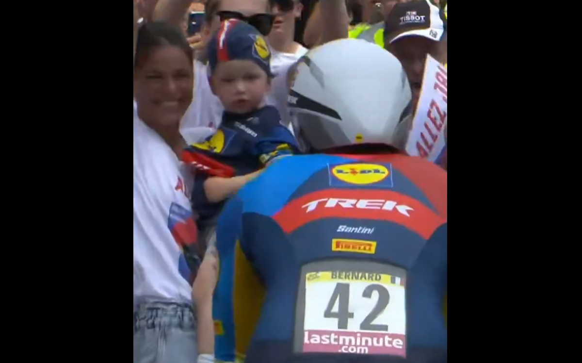 Tour de France cyclist Julien Bernard fined for kissing wife and son [Video]